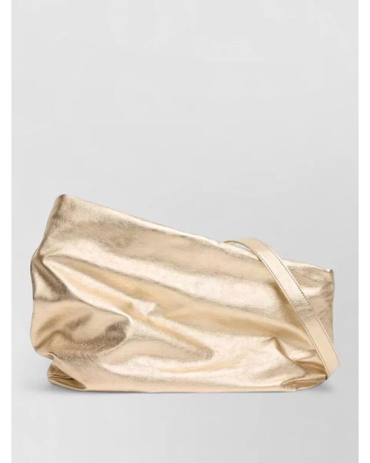 Marsèll Natural Fanta Asymmetric Metallic Halfmoon Shoulder Clutch