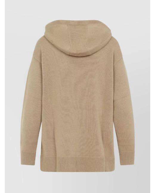 Max Mara Natural Cashmere Wool Hooded Sweater