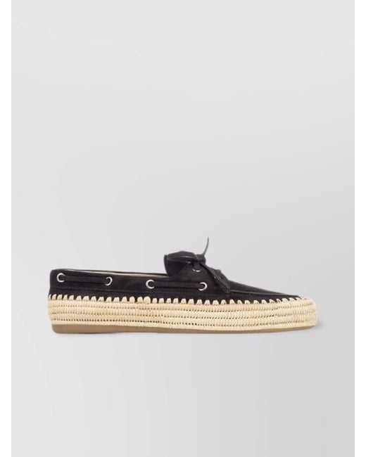 Miu Miu Natural Loafers With Espadrille Sole And Eyelet Detailing
