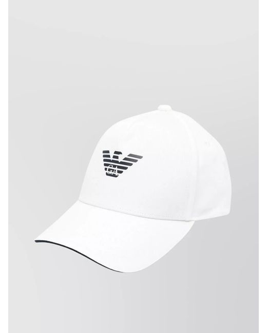 Emporio Armani White Logo Cotton Baseball Cap for men