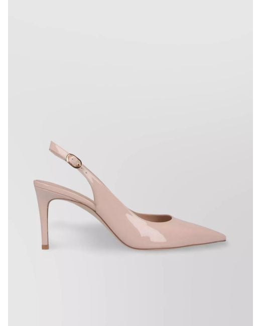 Stuart Weitzman Pink Pointed Toe Patent Finish Buckle Detail Pumps