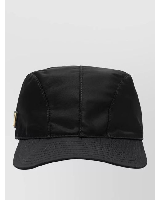 Prada Black Curved Brim Baseball Cap Structured Design