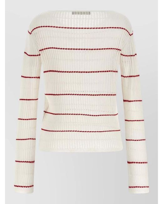 Max Mara Natural Silk And Wool Ribbed Boat Neck Sweater