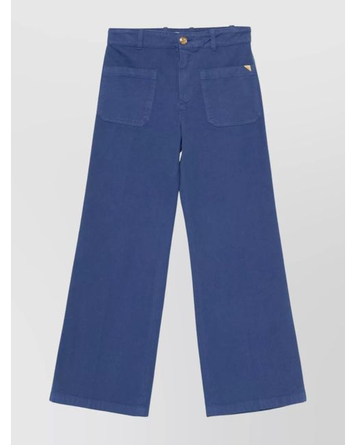 Chloé Blue High Waist Wide Leg Trousers With Belt Loops