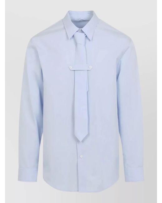 Dries Van Noten Blue Cilian Shirt Long Sleeve Cotton Tie for men