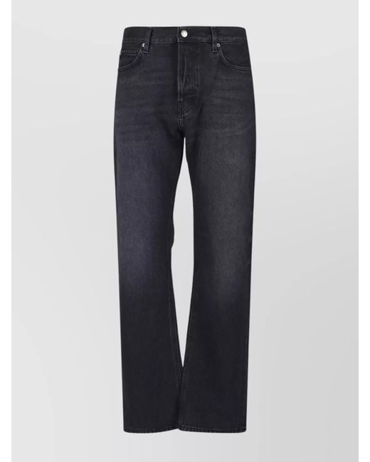 Haikure Blue Straight Leg Five-Pocket Trousers With Belt Loops for men