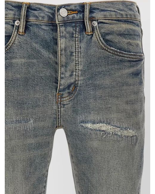 Purple Gray P001 Vintage Denim Jeans Five Pocket Belt for men