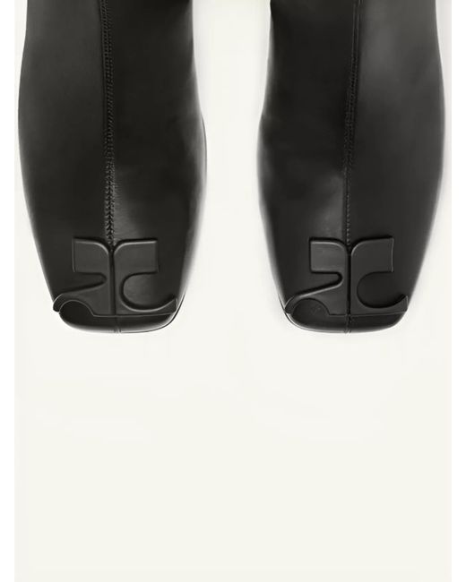 Courreges Black Leather Ankle Boots