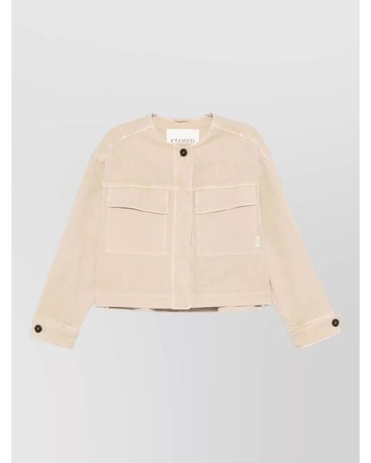 Closed Natural Short Utility Jacket Long Sleeves Pockets