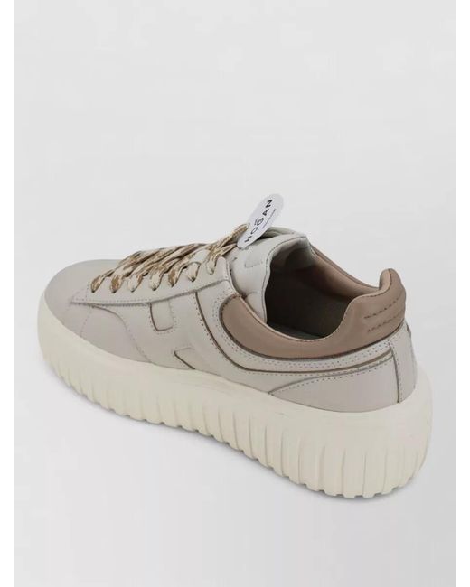 Hogan White Leather Platform Sneakers Contrasting Sole Design