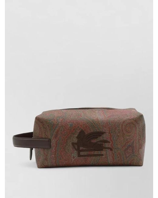 Etro Brown Canvas Pouch for men