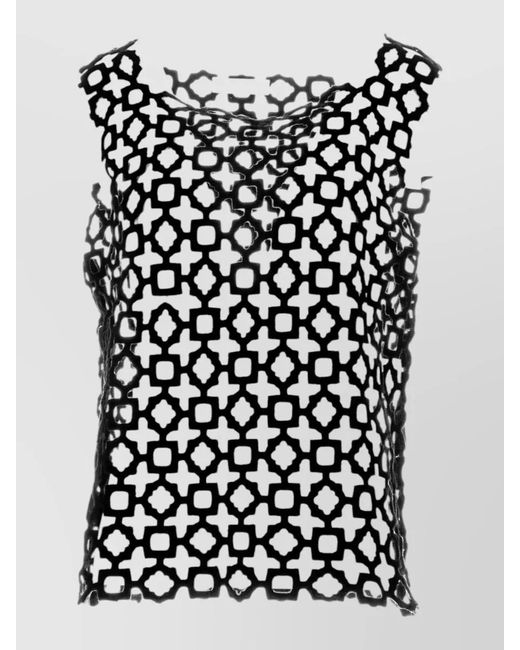 Niccolò Pasqualetti Black Carta Tank Top Geometric Lace Embroidery