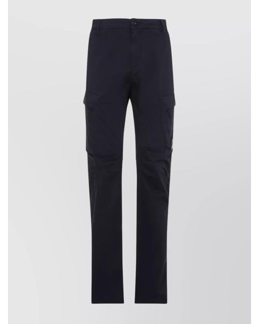 C P Company Blue Stretch Sateen Cargo Pants With Ergonomic Design for men