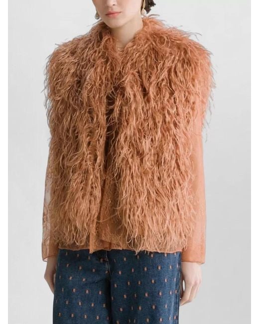 Forte_forte Brown Faux Fur Vest