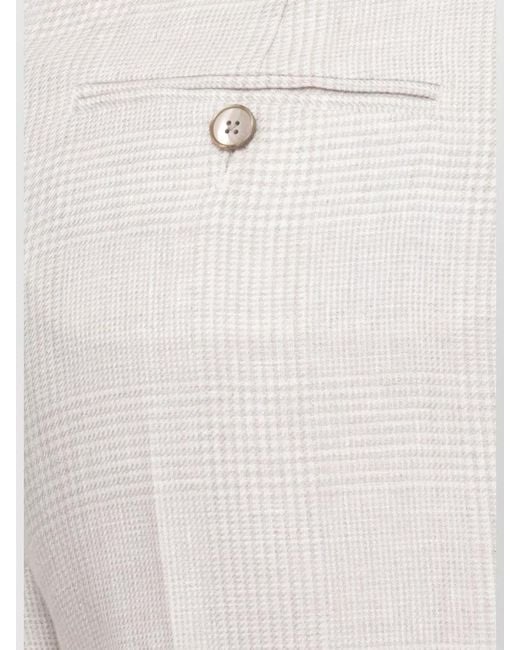 Lardini White Linen Tailoring Pants High Waist Pleated