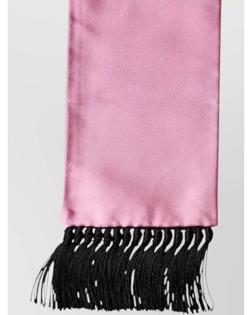 Dolce & Gabbana Pink Silk Fringe Scarf for men