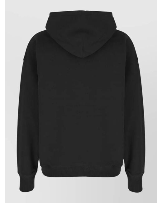 Y-3 Black Cotton Hooded Sweatshirt Kangaroo Pocket Design for men