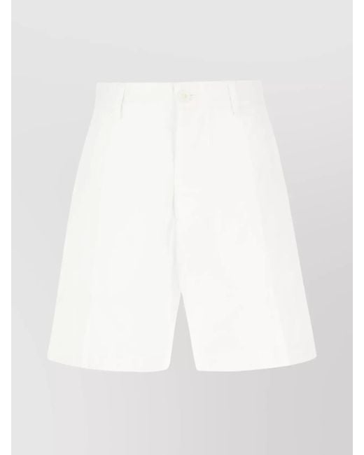 DSquared² White Wool Blend Pleated Knee-Length Bermuda Shorts