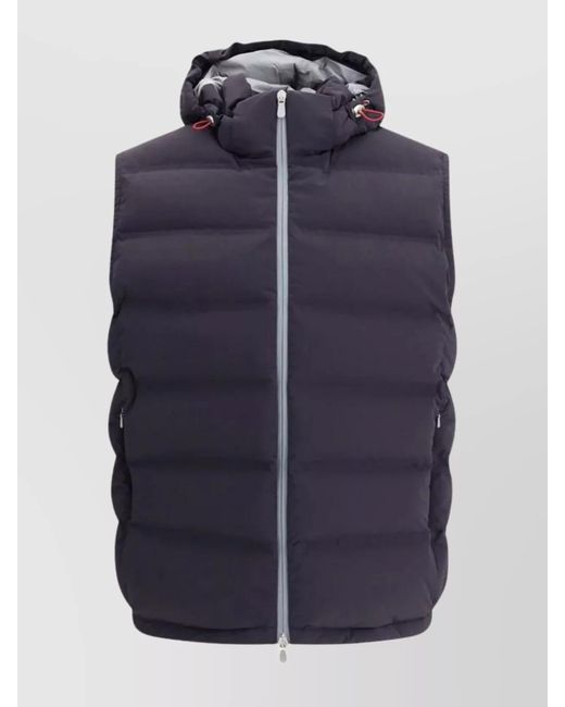 Brunello Cucinelli Blue Padded Vest Hood Drawstring for men