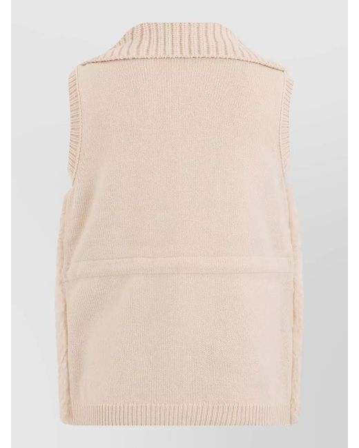 Moncler Natural Cashmere Blend Sleeveless High Neck Vest