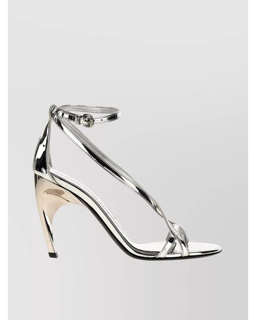 McQueen White 'Strappy Metallic Stiletto Sandals'