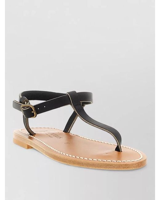K. Jacques Multicolor Petrone Flat Leather Strap Open Toe Sandals