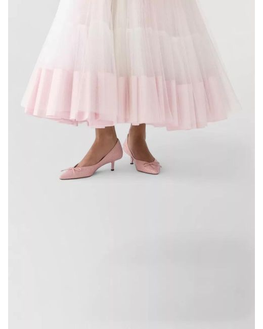 Jacquemus Pink V Neck Long Sleeve Layered Pleated Dress