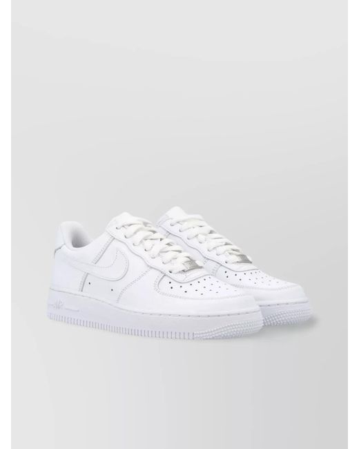 Nike White Leather Air Force 1 07 Low-Top Sneakers