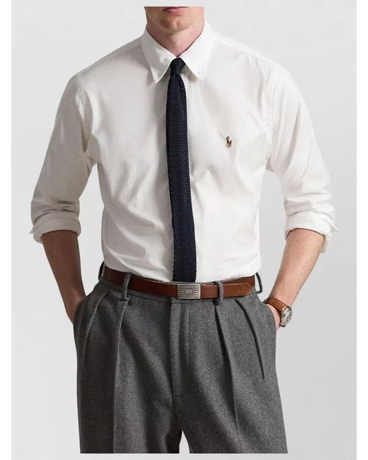 Polo Ralph Lauren White Sport Shirt Button Down Collar Long Sleeves for men
