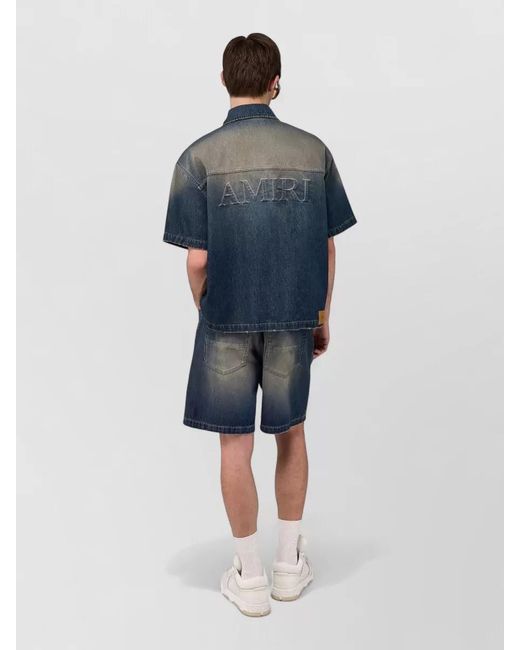 Amiri Blue Denim Shorts Drawstring Waist Five Pockets for men