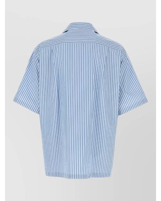 Dolce & Gabbana Blue Silk Blend Striped Short-Sleeve Hawaii Shirt for men
