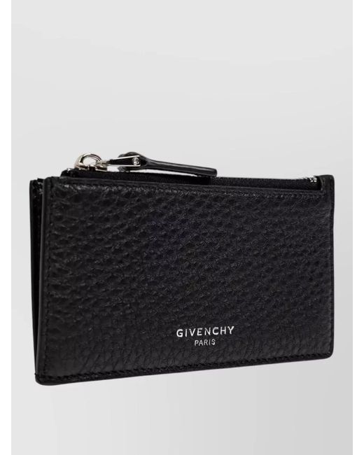 Givenchy Black Leather Zipped Card Holder for men