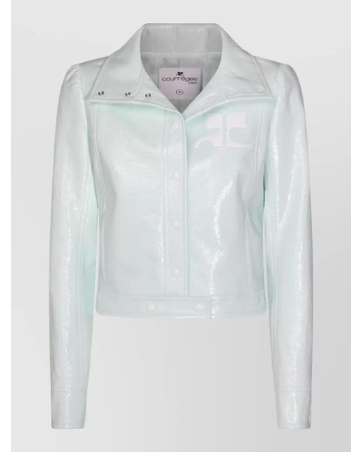 Courreges White Shiny Long Sleeve Casual Style Jacket