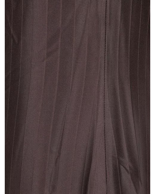 Loulou de Saison Brown Giulia Strapless Midi Dress Pinstripe Slit