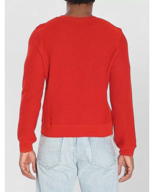 Céline Red Ribbed Trim Wool Crew Neck Sweater for men