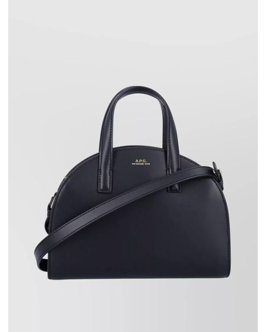 A.P.C. Blue Demi-Lune Small Leather Cross-Body Bag