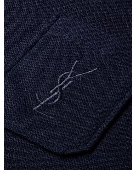 Saint Laurent Blue Cassandre Polo Shirt Chest Pocket for men