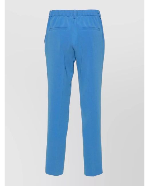Alberto Biani Blue Cady Trousers Tapered Leg Belt Loops