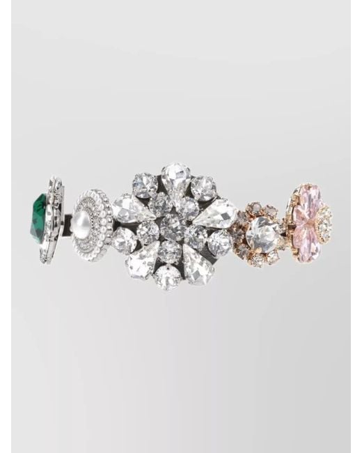 MM6 by Maison Margiela Metallic Open Cuff Bracelet Mixed Metals Gemstones