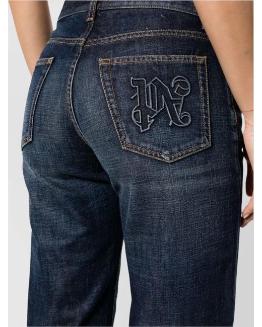 Palm Angels Blue Denim Straight-Leg Jeans