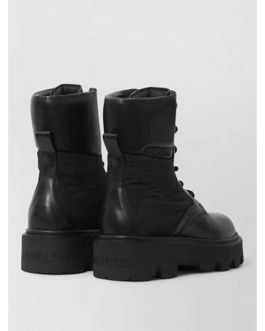 Moncler Black Aurea Lace Up Leather Ankle Boots