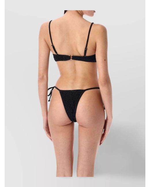 Reina Olga Black Metallic Skimpy Bikini Bottoms