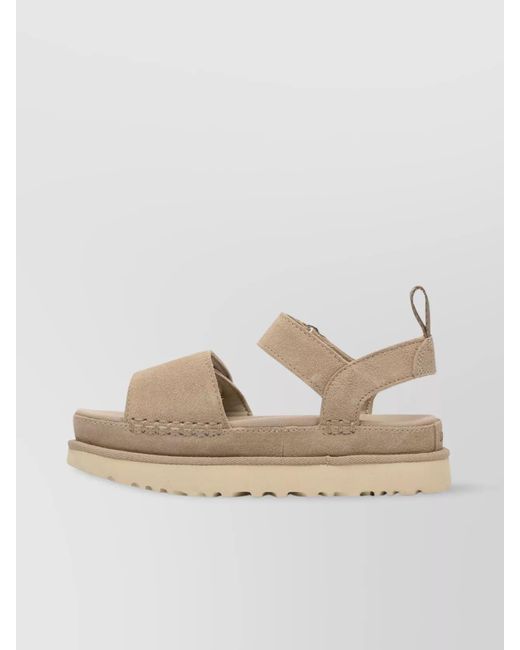 Ugg Natural Toe Open Pull Tab Textured Sole Sandals