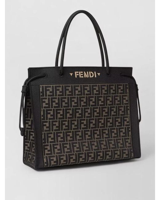 Fendi Black Magic Large Tote Bag Contrast Handles