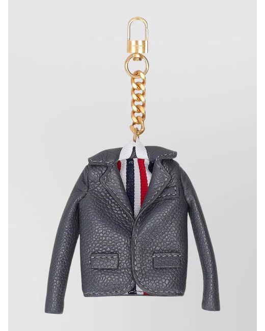Thom Browne Blue Jacket Charm Keyring Chain Striped for men