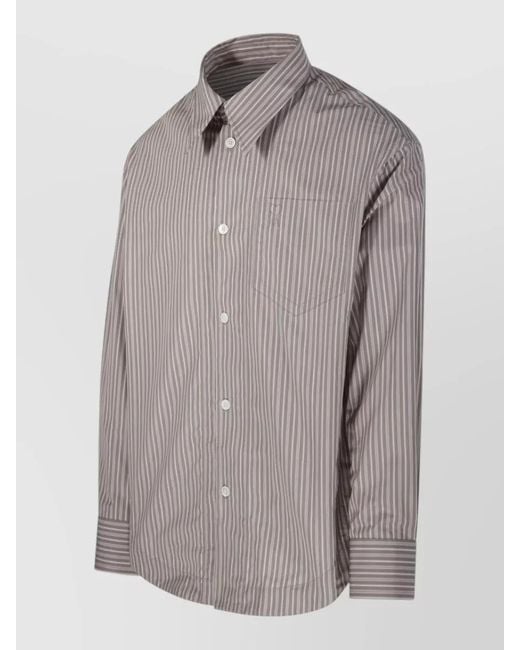 AMI Gray Cotton Long-Sleeve Wide Shirt for men