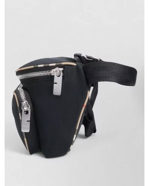 Burberry Black Belt Bag Adjustable Strap Contrast Trim Pocket for men