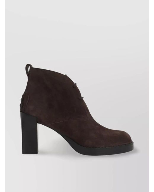 Tod's Brown Suede Lace-Up Ankle Boots