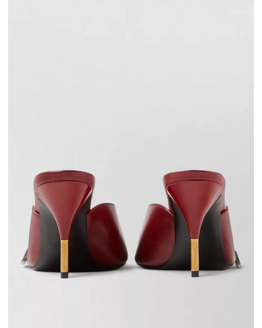 Versace Red Stiletto Heel Open Toe Mules Sandals