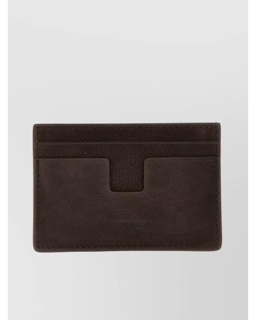 Tom Card Tom Ford Logo Compact Card Holder in Brown for Men | Lyst